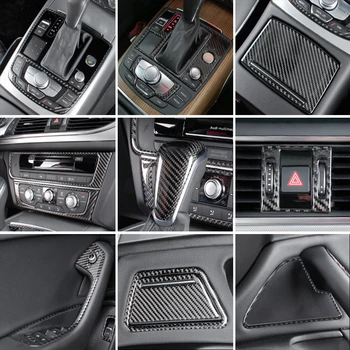 Применимо к углеродному волокну Audi A6 A7 C7 внутренняя крышка дверного подлокотника с кондиционером CD, углеродное волокно