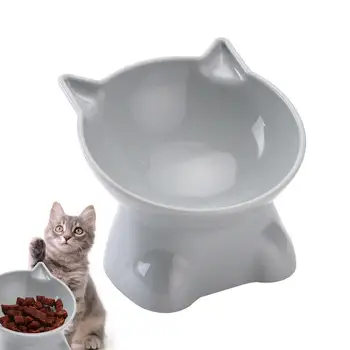  Приподнятые кошачьи миски Удобные для усов Приподнятая чаша для кошек с наклоном 15 градусов 5,31 дюйма Неглубокая чаша для кошек Приподнятая тарелка для котят Корм для домашних животных и