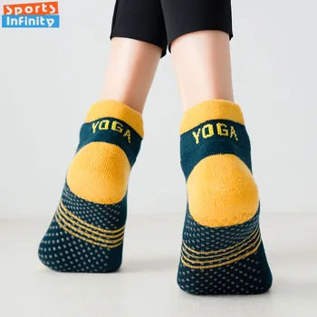  Профессиональные носки для йоги Хлопок Силикон Нескользящие носки для пилатеса с блокировкой цвета Крытый пол Тренажерный зал Фитнес Тренировки Спортивные носки