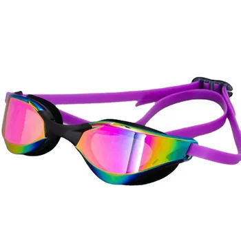  Профессиональные силиконовые очки для плавания Водонепроницаемое покрытие Двойные очки для бассейна с защитой от запотевания Анти-УФ Мужчины Женщины Линзы Очки для плавания