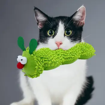 Прочная игрушка для кошек Веселая увлекательная игрушка для кошек Устойчивая к укусам игрушка для кошек Плюшевая зеленая гусеница с кошачьей мятой Enhance Bond Protect Мебель