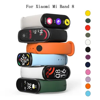 Ремешок для Xiaomi Mi Band 8 Браслет Спорт Силиконовые Часы Замена Браслет для Miband 8 Ремень Correa