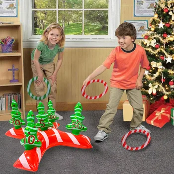 Рождественская елка Кольцо Украшение Надувная Игра Toss Игрушка Вечеринка Игра Для Детей Открытый Рождественский Игровой Набор