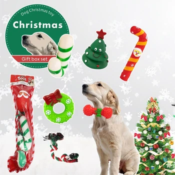 Рождественские носки Набор игрушек для домашних животных Санта-Клаус Устойчивый к укусам Кошка Собака Игрушки Забавный Интерактивный Мяч Палка Щенок Игрушка Декоративный Подарок