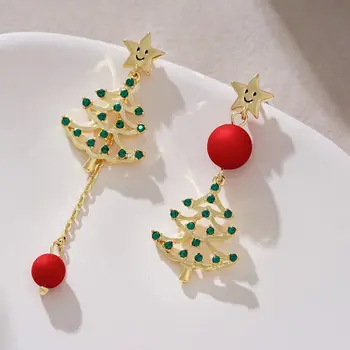 Рождественские серьги Осенне-зимний нежный дизайн Елочные серьги Зимние нишевые серьги высококачественные зеленые гвоздики