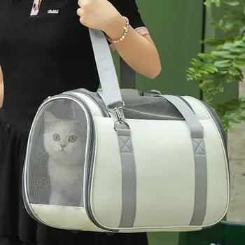 Роскошная сумка для переноски домашних животных, дышащая сетчатая сумка, складная сумка через плечо, дорожный рюкзак, на открытом воздухе, кошка, собака
