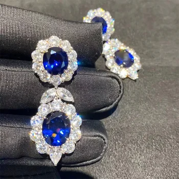 Роскошные синие серьги из кубического циркония для женщин Свадебные аксессуары для помолвки Великолепные женские украшения в ушах