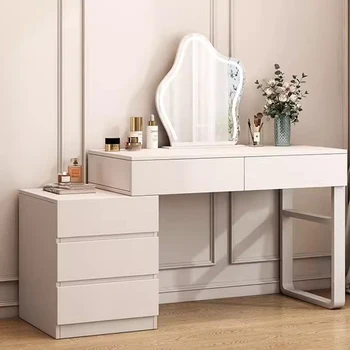 Роскошный туалетный столик для спальни Белый шкаф Зеркало Туалетные столики Хранение ламп для макияжа Tavolo Trucco LJ50DT