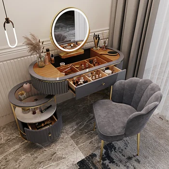 Роскошный туалетный столик Luxury Nordic Salon Выдвижной ящик Nordic Туалетный столик Зеркальный стул Хранение Vestidores Предметы домашнего обихода
