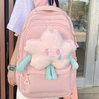 Рюкзак для девочек со школьной сумкой для учеников средней школы с милыми плюшевыми звездами Подростки Рюкзак для ноутбука для ежедневного использования