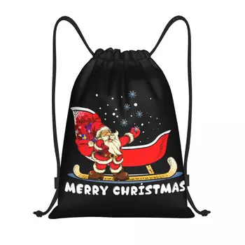 Санта-Клаус Сноубординг Кулиска Рюкзак Женский Спорт Тренажерный Зал Мешок Складной Счастливого Рождества Jingle Bells Тренировочная сумка Мешок