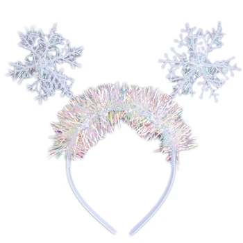 Серебряный головной убор со снежинкой Карнавальная повязка на голову Мультфильм Вечеринка Костюм Обруч для волос M6CD