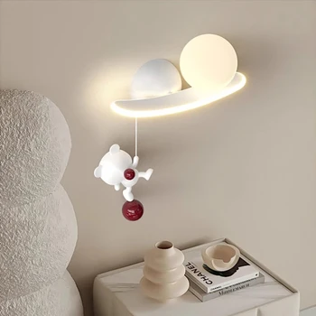  Симпатичные белые настенные светильники для крыс Светодиодная прикроватная лампа для детской комнаты Простая современная детская комната Детские настенные светильники