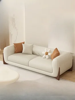 Скандинавская гостиная Диван кремового цвета Креативный салон красоты Приемный диван