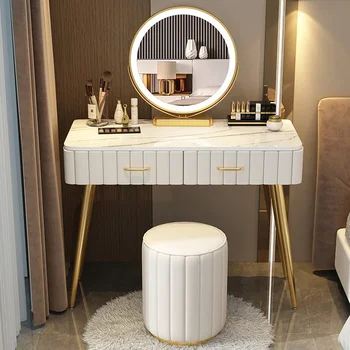 Скандинавская мода Туалетный столик Зеркальные огни Макияж Удобные ящики для спальни Прическа Miroir Mueble Dormitorio Домашняя мебель