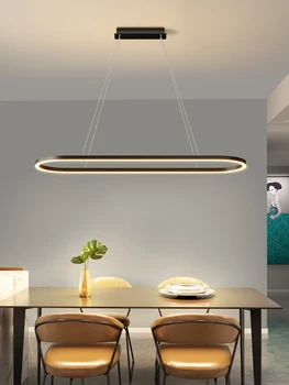  Скандинавская прямоугольная светодиодная люстра используется для столовой, спальни, коридора, черного 3-цветного пульта дистанционного управления с регулируемой яркостью, украшения дома