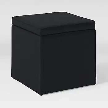 Складной пуфик для хранения Куб Черный пуфик с местом для хранения Мягкий пуфик с крышкой Сиденье для ног для гостиной Спальня Общежитие