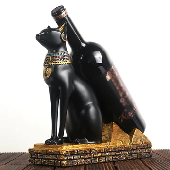 Смола Египетская кошка и собака Бог Креативная винная стойка Держатель для бутылок Аксессуары для украшения дома Современные статуэтки Интерьер