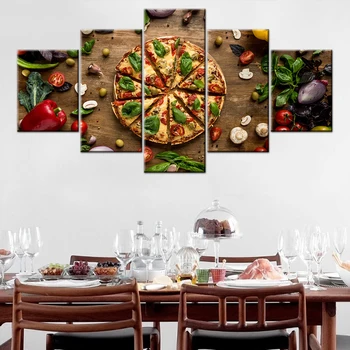 Современная HD печатная настенная живопись на холсте 5 штук пицца еда плакаты картины cuadros украшение кухонные рамки произведения искусства