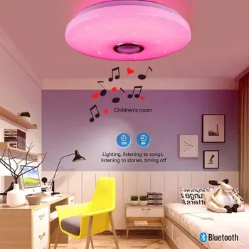 Современные потолочные светильники RGB Диммирование Домашнее освещение APP Bluetooth Music Light 42 Вт 60 Вт Умные потолочные светильники с дистанционным управлением AC220V