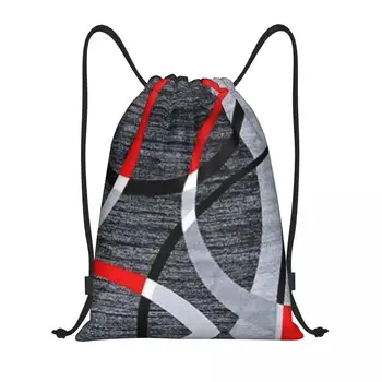  Современный абстрактный серый красный завитки на шнурке рюкзак сумки для женщин легкий геометрический узор тренажерный зал спортивные мешки для йоги