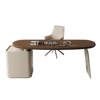 Современный минималистичный настольный кабинет домашний стол седло кожаный письменный стол свет роскошный компьютерный стол мебель для гостиной