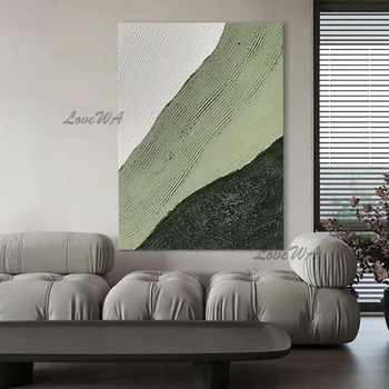 современный текстурированный настенный арт абстрактный зеленый масляная живопись ручная роспись без рамы настенное украшение холст произведение искусства бесплатная доставка