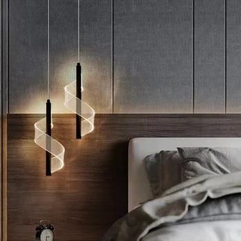 спальня прикроватная люстра минималистичный современный светодиодный подвесной светильник гостиная ресторан бар маленькая подвесная лампа декор светильник