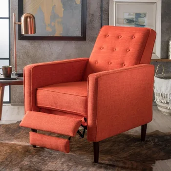 средневековый современный тафтинговый тканевой шезлонг (мягкий оранжевый) стулья гостиная бесплатная доставка расслабляющий стул мебель главная