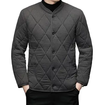 Стойка Воротник Мужское пальто Утолщенная хлопковая куртка с воротником-стойкой Стеганое стеганое пальто для мужчин Теплая зимняя верхняя одежда