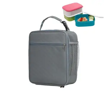 Сумка-холодильник для ланча Многоразовый ланч-бокс для пикника Изолированная большая сумка для обеда с ручкой и боковым сетчатым карманом Сохраняйте летний напиток прохладным