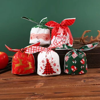 Счастливого Рождества Конфетный мешок Санта-Клауса Снежинка Сумка Кулиска Сумка Рождественские украшения для дома Новый год 2022 Ноэль Подарки
