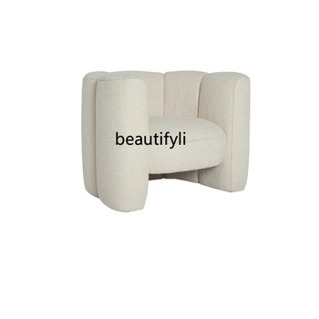 Тканевый одноместный диван Французский кремовый Домашний стул для гостиной Стул для отдыха