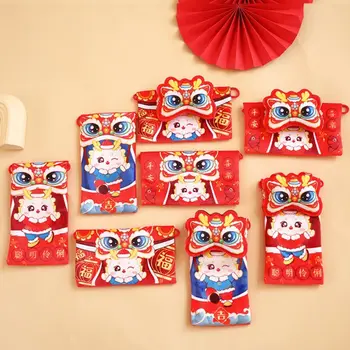 Ткань Китайский Дракон Плюшевый Кошелек Монеты Креативный Мультфильм Красный Красный Пакет Китайский Дракон Кошелек Счастливый Кошелек Дети