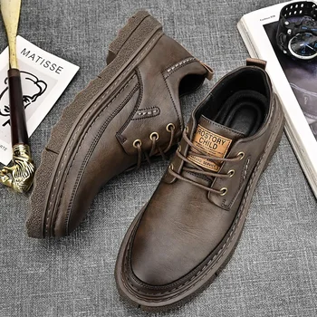 толстая подошва износостойкая мужская обувь оксфорд высококачественная рабочая обувь натуральная кожа повседневная обувь для мужчин бесплатная доставка