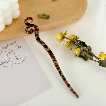 Традиционная ретро ацетатная палочка для волос черепаховая палочка для еды шпилька для женщин держатель булочек