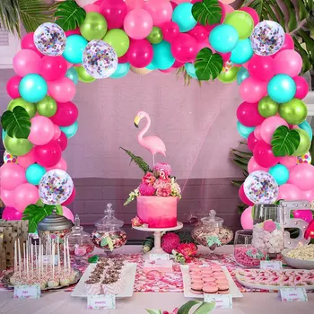Тропический Гавайский Воздушный Шар Гирлянда Арка Набор Свадьба День Рождения Шар Розовый Фламинго День Рождения Лето Гавайи Вечеринка Декор Детский душ