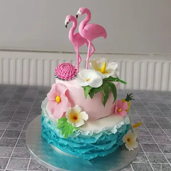 Тропический фламинго Украшение для торта Милый Фламинго Вечеринка Дети День Рождения Декор Подарки Гавайи Гавайская Свадьба Украшение