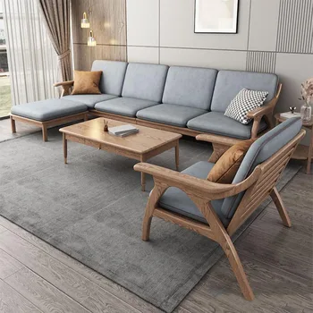 Удобный деревянный диван Дизайнерское кресло Кресло для взрослых Дешевый минималистичный диван Скандинавский стиль Диван Soggiorno Спальня Мебель