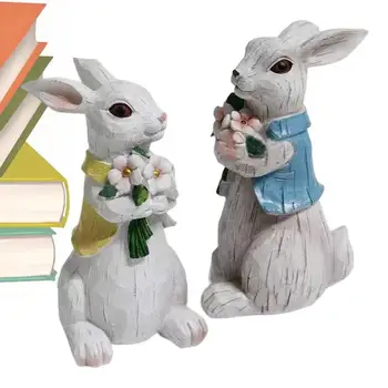 Украшения кролика для дома с цветочными фигурками кроликов Украшение животных для приборной панели автомобиля Украшение кролика для весеннего фестиваля