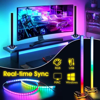  Умная светодиодная световая полоса для монитора Управление компьютерным приложением RGB Лампа внешней подсветки для ПК Украшение игровой комнаты Музыка Синхронизация Ритм