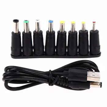 Универсальный штекерный разъем Зарядный кабель USB To 5521 8-в-1 Зарядный кабель постоянного тока Зарядный шнур питания Сменный штекер постоянного тока