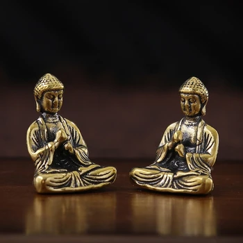 Упаковка из 10 шт. Маленькие латунные украшения Статуя Шакьямуни Сидящие статуи Будды Скульптура
