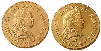 Франция (1723 1724)2шт Дата для выбора 2 Луи д'Ор - Людовик XV Позолоченная копия монет