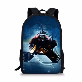  Хоккей на льду 3D-печать Школьная сумка для мальчиков и девочек Рюкзак для детей Детские сумки для студенческих книг Спортивный тематический рюкзак 16 дюймов