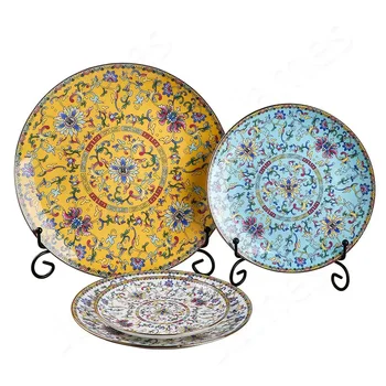 Цвет эмали Обеденная тарелка Керамические тарелки Блюда в ремесленном стиле Стейк Паста Салат Торт Домашняя посуда Ресторанные тарелки Декор