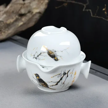 чайный сервиз китайский чайник кунг-фу гайвань чайные чашки чайные наборы чайные наборы белый дорожный чайный набор посуда бесплатная доставка