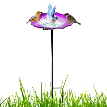  чаша для ванны для птиц с подставкой в форме цветка с подставкой для корма для птиц с колышком для патио на открытом воздухе