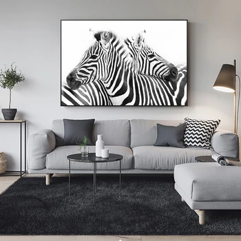 Черно-белая линия Животные Картины на холсте Абстрактные плакаты и принты Зебра Cuadros Настенные картины для гостиной Домашний декор