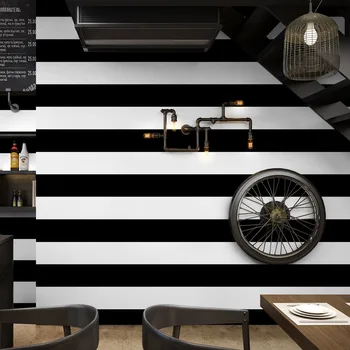 Черно-белые горизонтальные и вертикальные полосы обои современный минималистичный гостиная спальня кафе ресторан магазин одежды